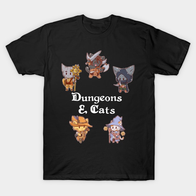 Dungeons& Cats 5 Player Party T-Shirt by MimicGaming